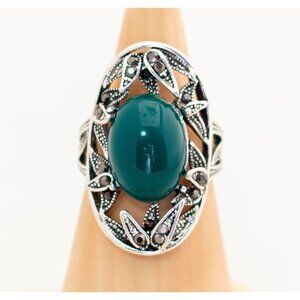 Vintage Intricate Elven Teal Ring Size 10 - T1